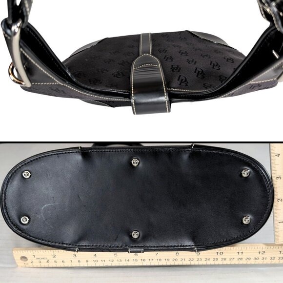 Dooney & Bourke Black Signature Crescent Canvas Leather Y2K Hobo Shoulder Bag - Picture 5 of 10
